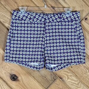 Gap City 3 Inch Shorts Womens 0 Khakis Geometric Floral Print Blue Red White